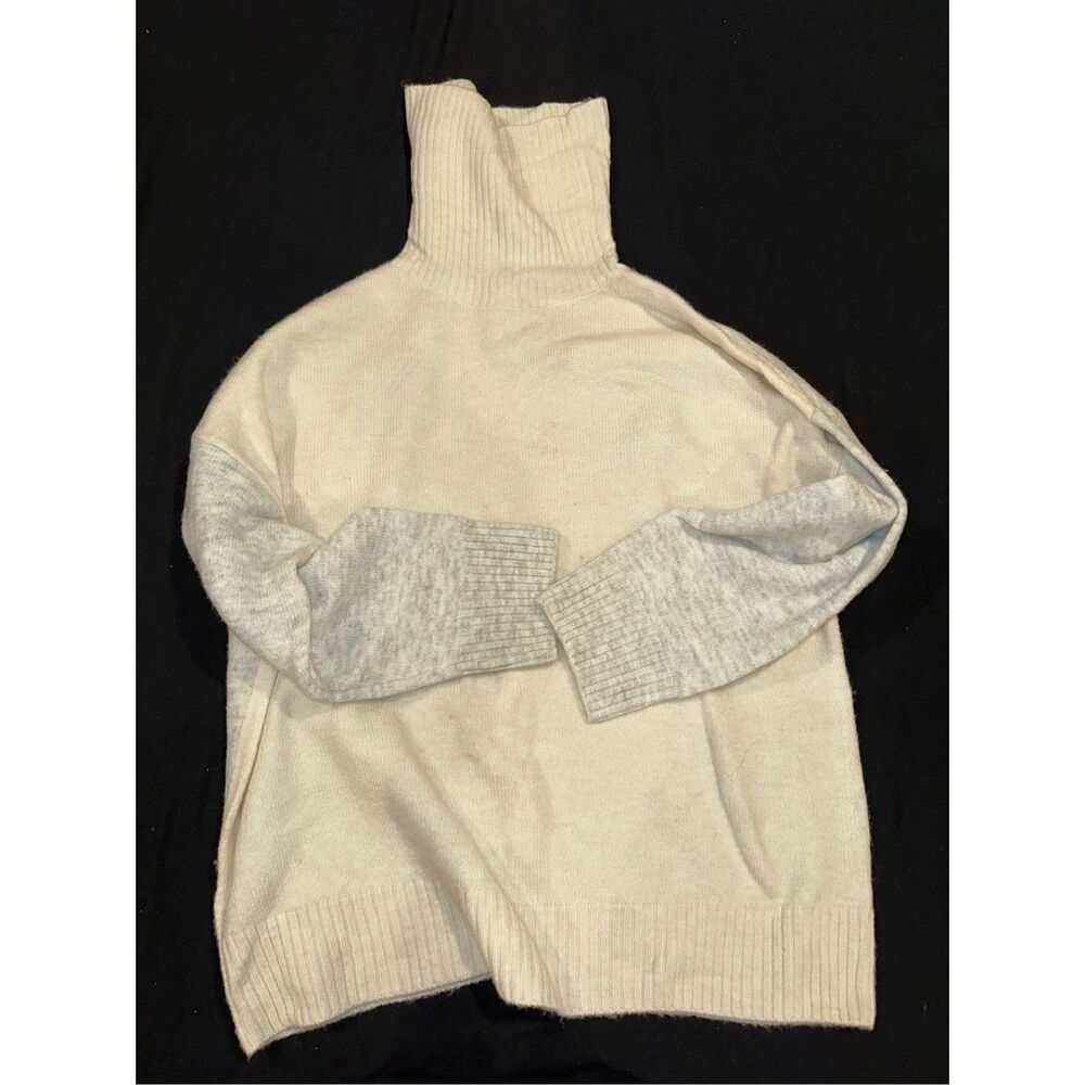 MNG size S turtleneck sweater cream and gray